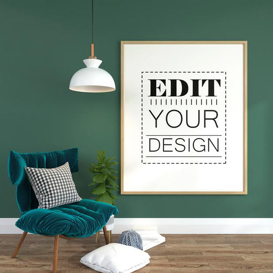 Free Poster Frame In Living Room Mock Up Psd