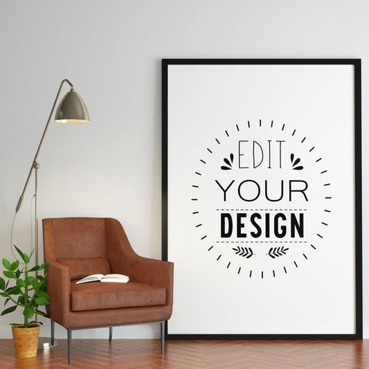 Free Poster Frame In Living Room Mock Up Psd