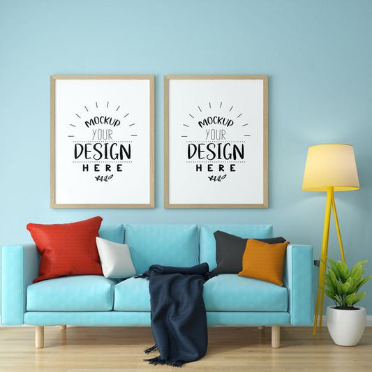 Free Poster Frame In Living Room Mock Up Psd