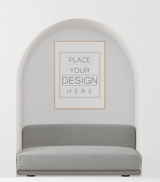 Free Poster Frame In Living Room Mockup Psd