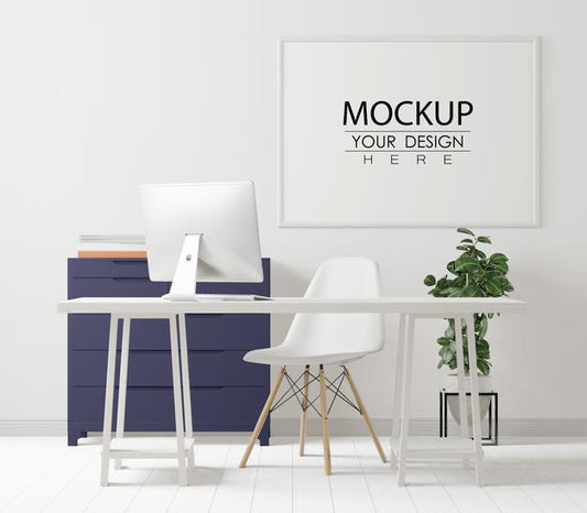 Free Poster Frame In Living Room Mockup Psd