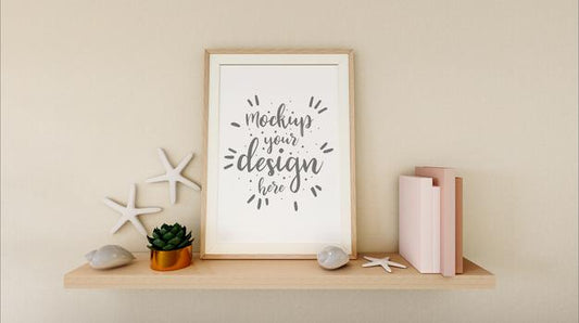 Free Poster Frame In Living Room Mockup Psd