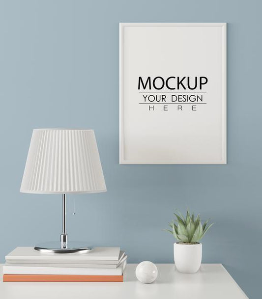 Free Poster Frame In Living Room Mockup Psd