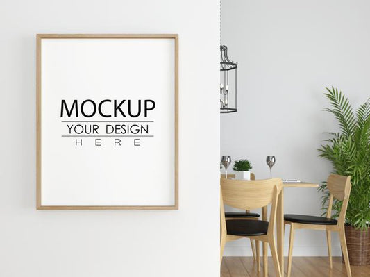 Free Poster Frame In Living Room Mockup Psd