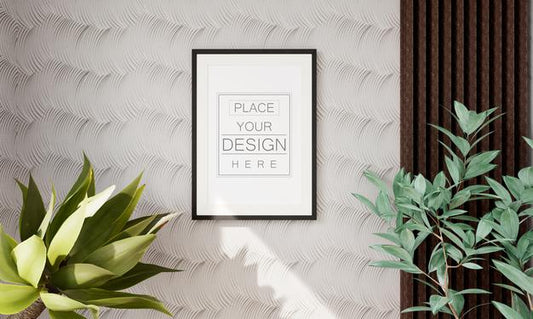 Free Poster Frame In Living Room Mockup Psd