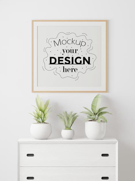 Free Poster Frame In Living Room Mockup Psd