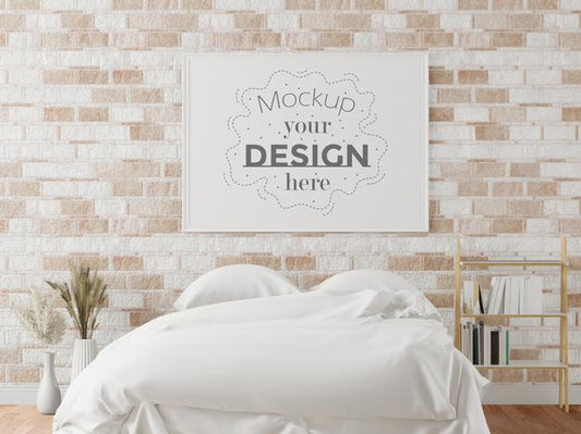 Free Poster Frame In Living Room Mockup Psd