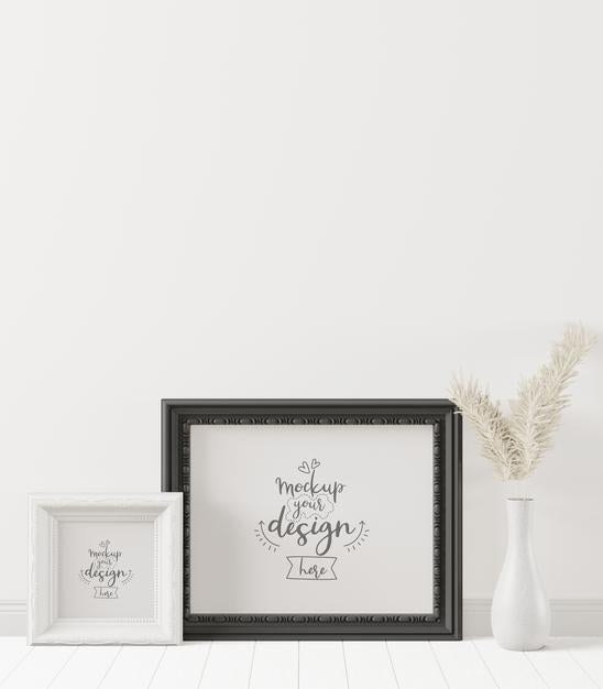 Free Poster Frame In Living Room Mockup Psd