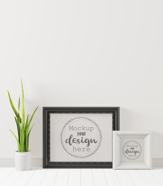 Free Poster Frame In Living Room Mockup Psd