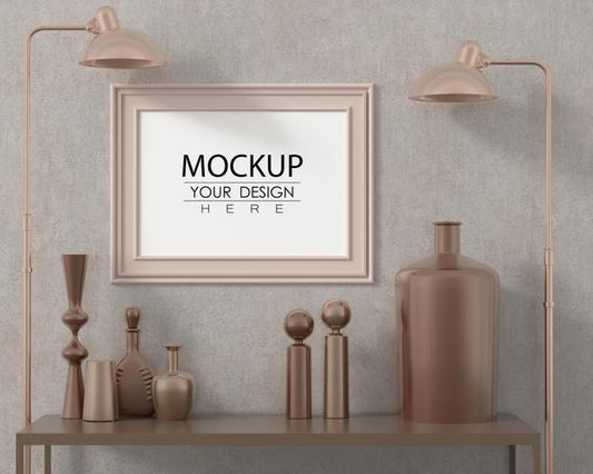 Free Poster Frame In Living Room Mockup Psd