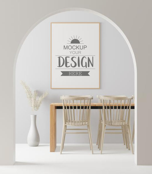 Free Poster Frame In Living Room Mockup Psd