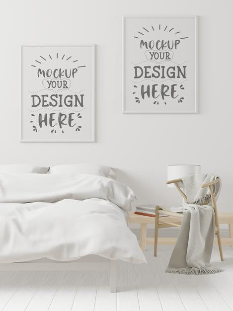 Free Poster Frame In Living Room Mockup Psd