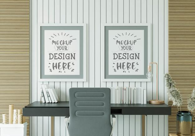 Free Poster Frame In Living Room Mockup Psd