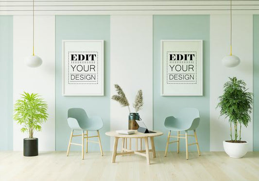 Free Poster Frame In Living Room Mockup Psd