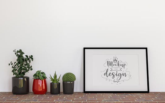 Free Poster Frame In Living Room Mockup Psd