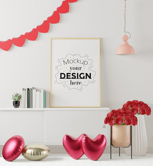 Free Poster Frame In Living Room Mockup Psd