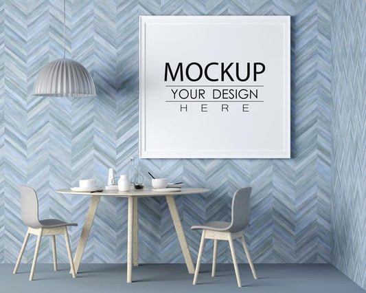 Free Poster Frame In Living Room Mockup Psd