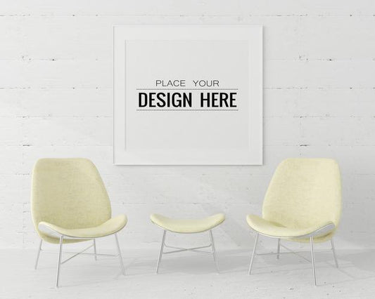 Free Poster Frame In Living Room Mockup Psd