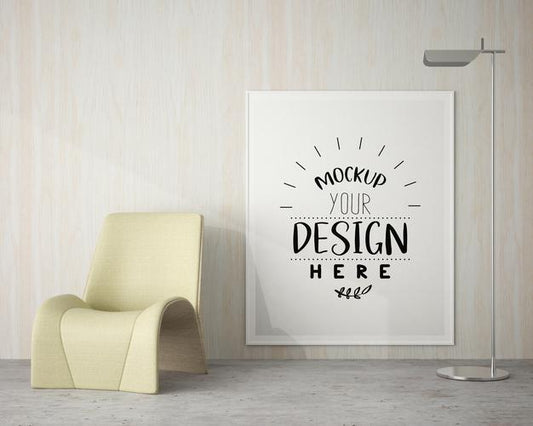 Free Poster Frame In Living Room Mockup Psd