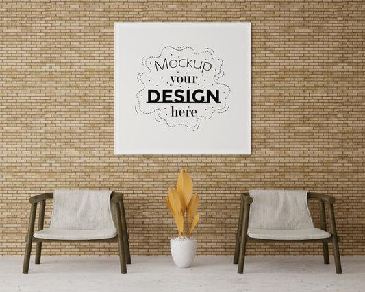 Free Poster Frame In Living Room Mockup Psd