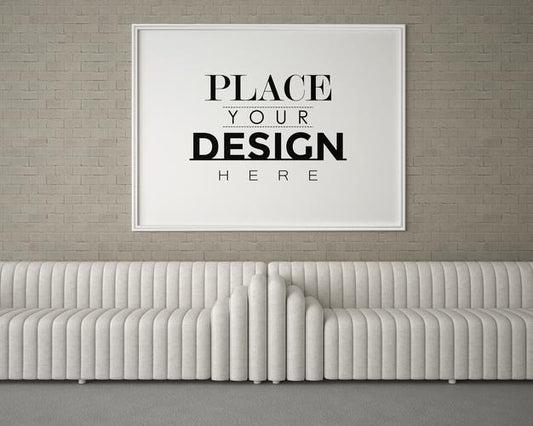 Free Poster Frame In Living Room Mockup Psd