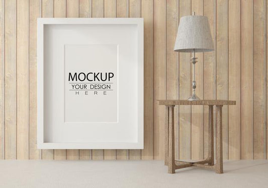 Free Poster Frame In Living Room Mockup Psd