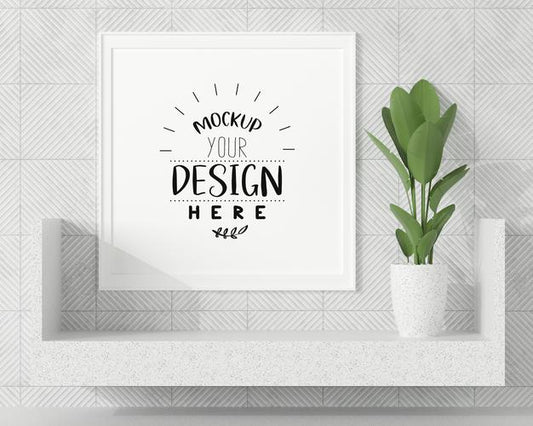 Free Poster Frame In Living Room Mockup Psd