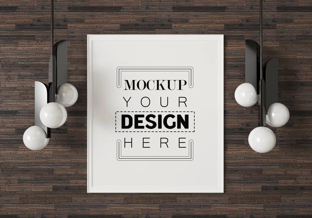 Free Poster Frame In Living Room Mockup Psd