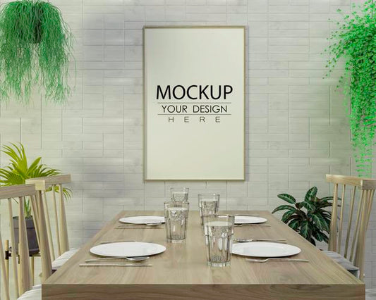 Free Poster Frame In Living Room Psd Mockup Psd