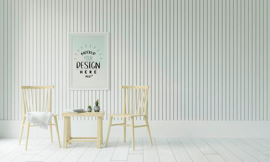 Free Poster Frame In Living Room Psd Mockup Psd