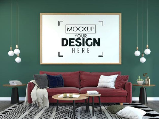 Free Poster Frame In Living Room Psd Mockup Psd