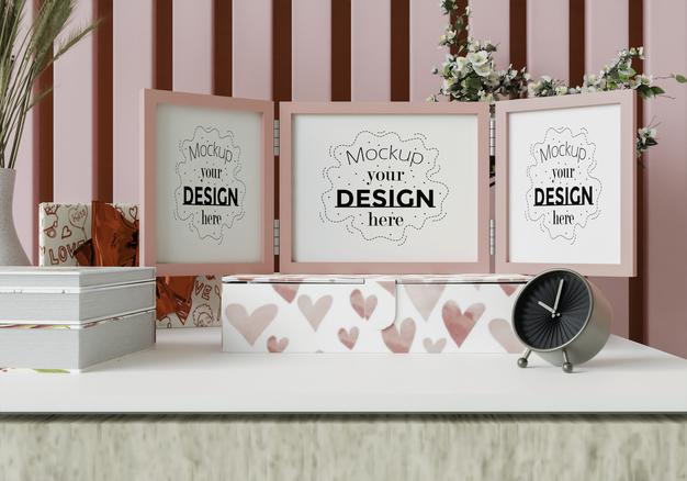 Free Poster Frame In Living Room Psd Mockup Psd