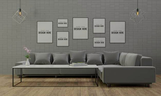 Free Poster Frame In Living Room Psd Mockup Psd