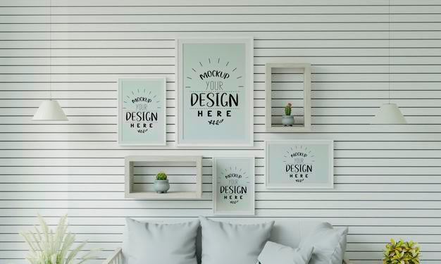 Free Poster Frame In Living Room Psd Mockup Psd