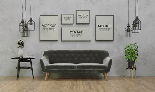 Free Poster Frame In Living Room Psd Mockup Psd