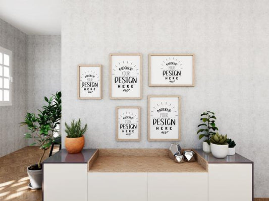 Free Poster Frame In Living Room Psd Mockup Psd