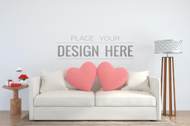 Free Poster Frame In Living Room Psd Mockup Psd