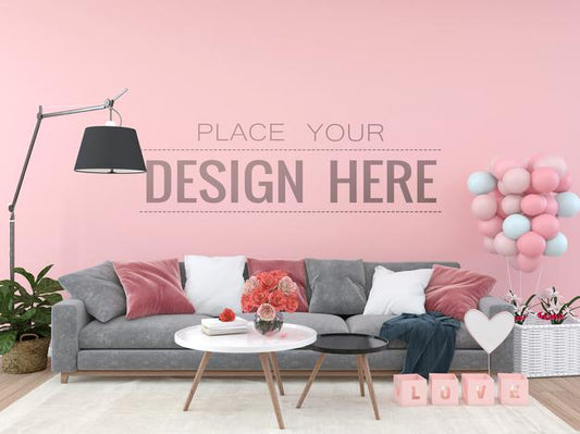 Free Poster Frame In Living Room Psd Mockup Psd