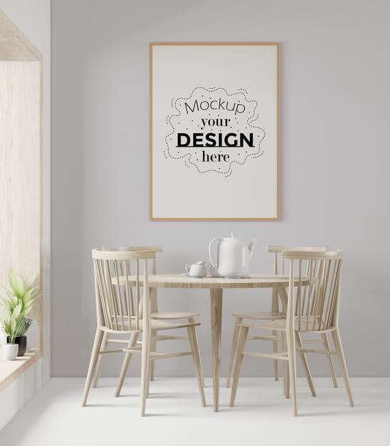 Free Poster Frame In Living Room Psd Mockup Psd