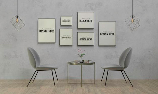 Free Poster Frame In Living Room Psd Mockup Psd