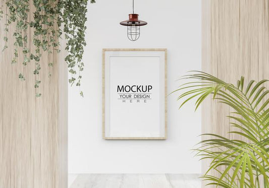 Free Poster Frame In Living Room Psd Mockup Psd