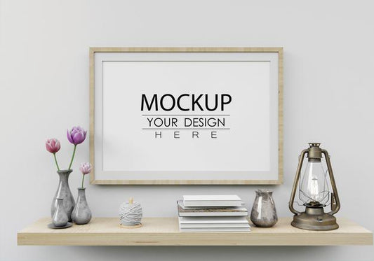 Free Poster Frame In Living Room Psd Mockup Psd