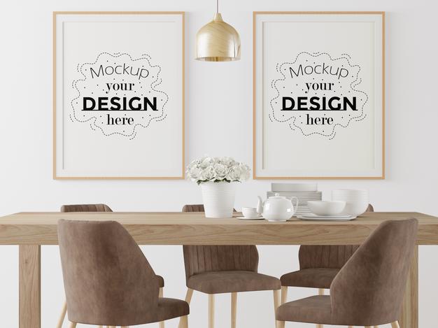 Free Poster Frame In Living Room Psd Mockup Psd