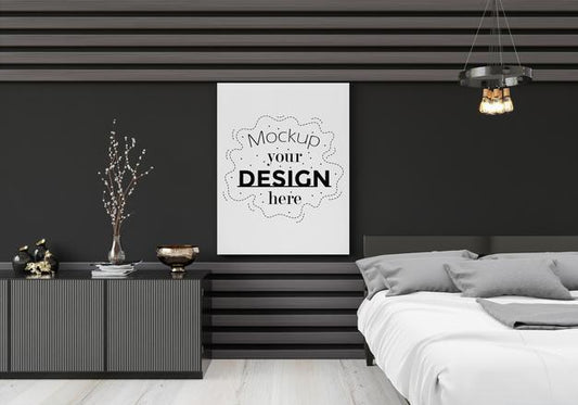 Free Poster Frame In Living Room Psd Mockup Psd