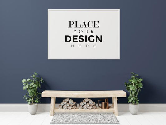 Free Poster Frame In Living Room Psd Mockup Psd