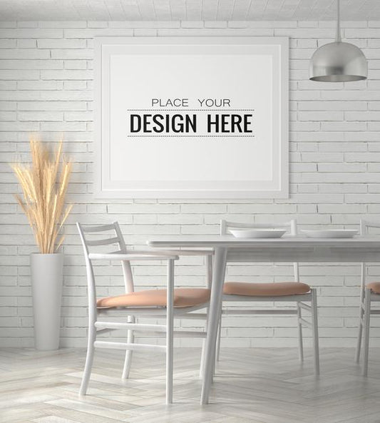 Free Poster Frame In Living Room Psd Mockup Psd