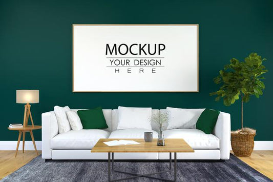 Free Poster Frame In Living Room Psd Mockup Psd