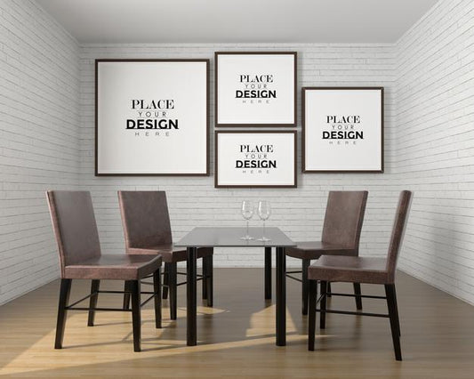 Free Poster Frame In Living Room Psd Mockup Psd