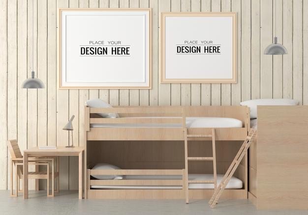 Free Poster Frame In Living Room Psd Mockup Psd