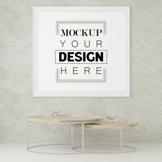 Free Poster Frame In Living Room Psd Mockup Psd